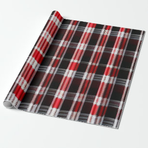 Plaid Trendy Abstract Red Black Collection Wrapping Paper
