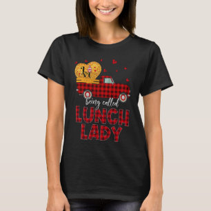 Plaid Truck Lunch Lady Happy Valentine's Day Women T-Shirt