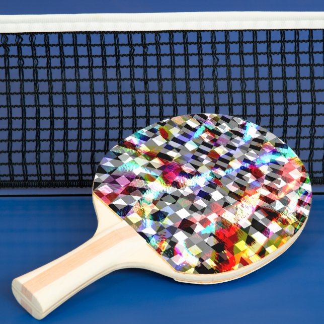 Plaid twisted under coloured spots, scandalous  st ping pong paddle (Insitu)