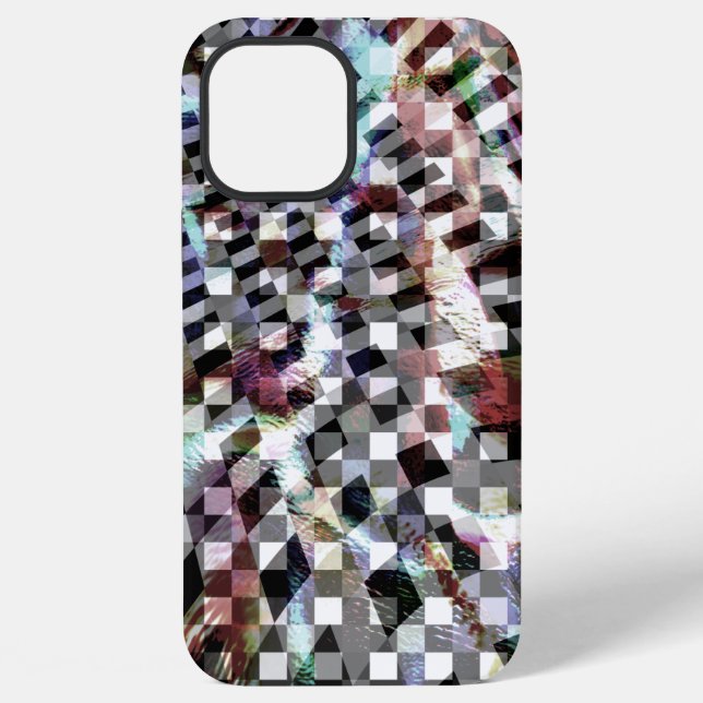 Plaid twisted under coloured spots, simplistic iPhone case (Back)