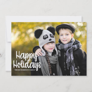 Plaid Typography Big Photo Holiday Flat Card