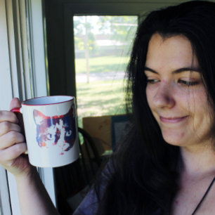 Plaid vintage kitty mug