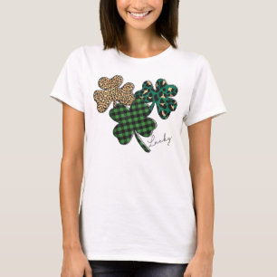 plaid vintage lucky shamrock St Patricks day gifts T-Shirt