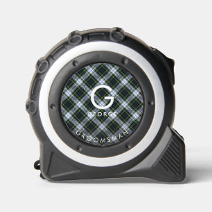 Plaid White Green Gordon Tartan Groomsman Monogram 1