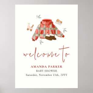 Plaid Winter Clothes Baby Shower Welcome Sign