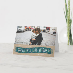 Plaid Winter Scarf Holiday Card - Teal