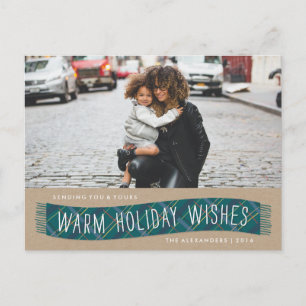 Plaid Winter Scarf Holiday Postcard - Teal