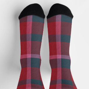 Plaid With Added Design Crew Socks