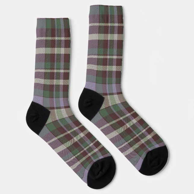Plaid With Added Design Crew Socks (Right)