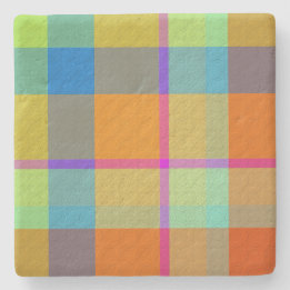 Plaid With Design  Stone Coaster