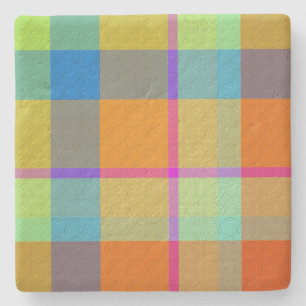 Plaid With Design  Stone Coaster