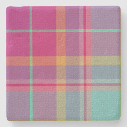 Plaid With Design  Stone Coaster