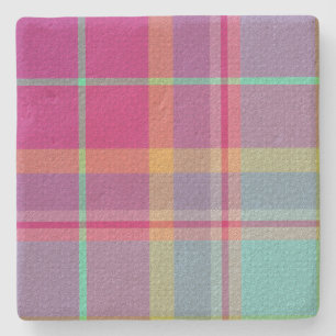 Plaid With Design  Stone Coaster
