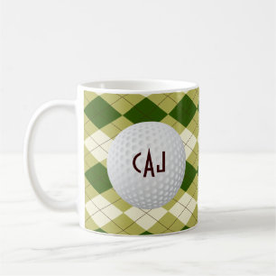 Plaid with Golf Ball, Personalised Coffee Mug