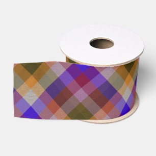 Plaid With Pattern Ribbon Grosgrain Ribbon