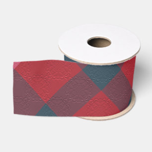 Plaid With Pattern Ribbon Grosgrain Ribbon