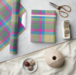 Plaid With Patterned Texture Wrapping Paper