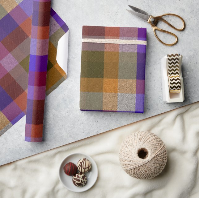 Plaid With Patterned Texture Wrapping Paper (Crafts)