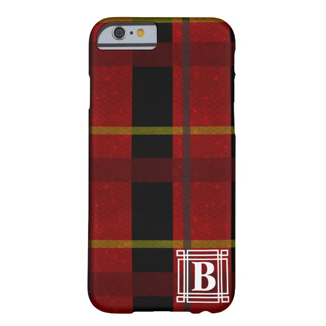 Plaid with White Monogram Case-Mate iPhone Case (Back)