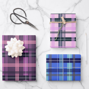 Plaid Wrapping Paper Flat Sheet (Mixed Set of 3)