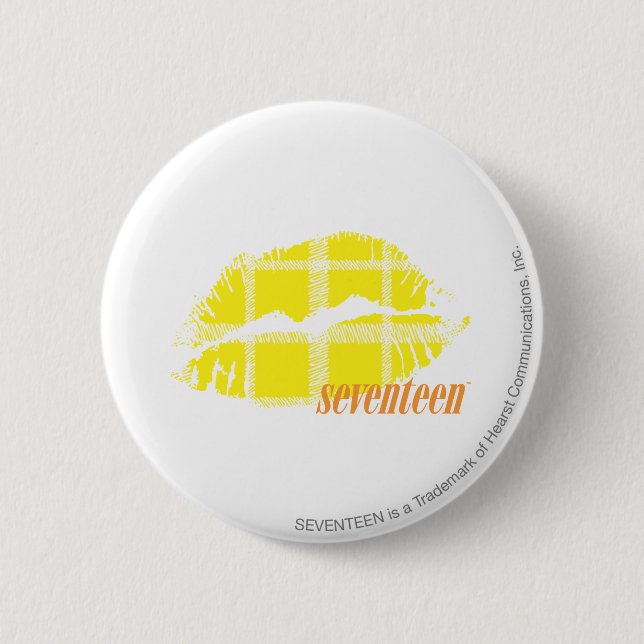 Plaid Yellow 6 Cm Round Badge (Front)