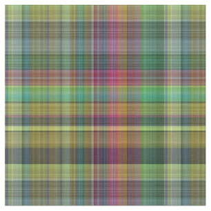 Plaid Yellow Pink Green Design Fabric