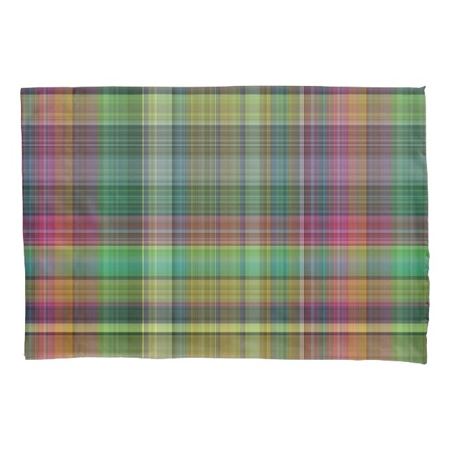 Plaid Yellow Pink Green Tartan Pillowcase (Front)