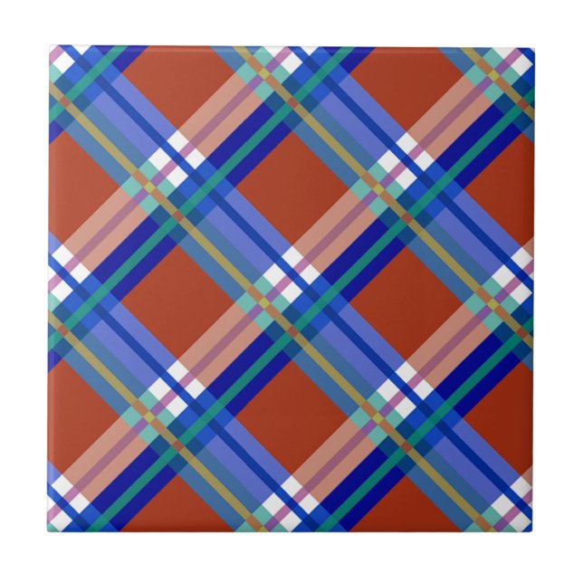 Plaids, Checks, Tartans Red and Blue Tile (Front)