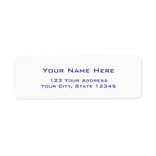 Plain address labels with blue letters