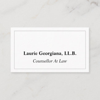 Plain and Basic Counsellor At Law Business Card