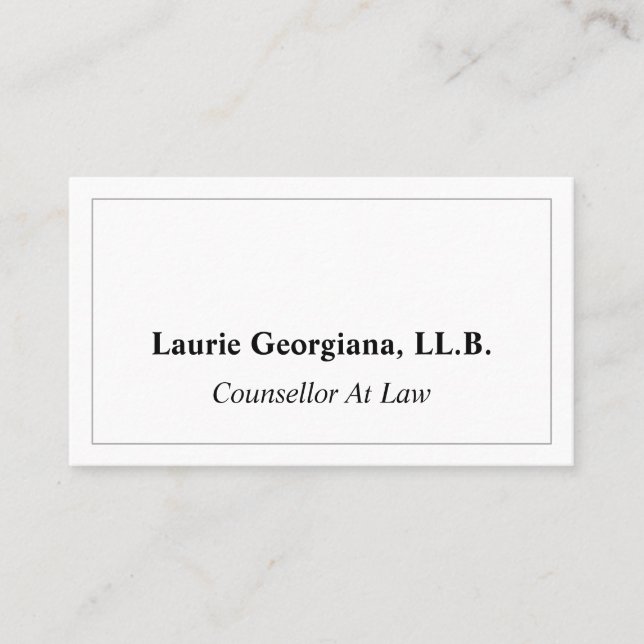 Plain and Basic Counsellor At Law Business Card (Front)