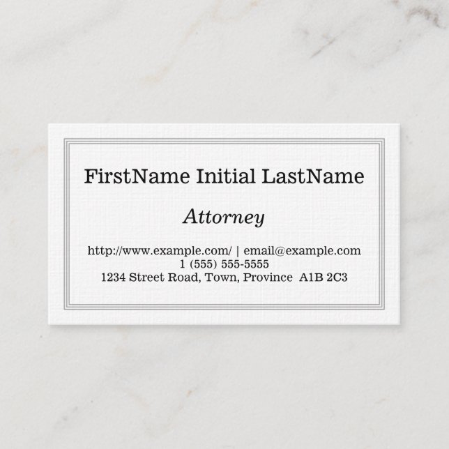Plain and Customisable Attorney Business Card (Front)