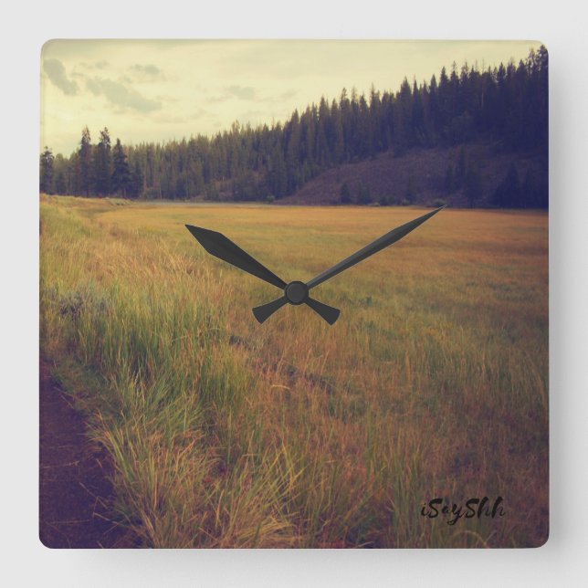 plain and forest square wall clock (Front)