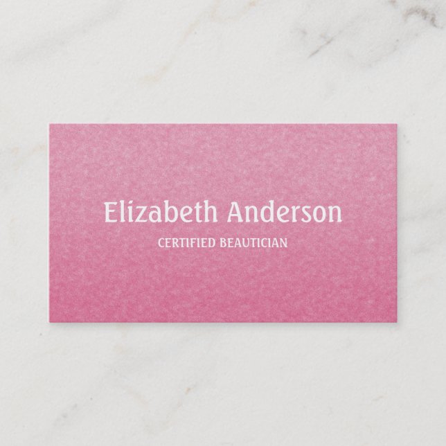 Plain and Simple Chic Pink Certified Beautician Business Card (Front)