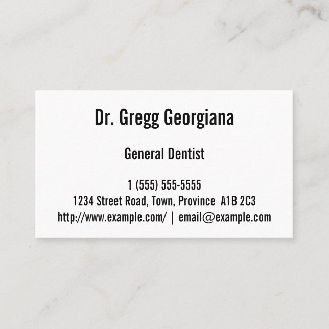 Plain and Simple General Dentist Business Card (Front)