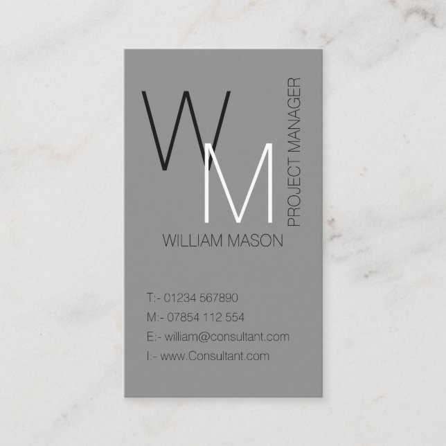 Plain and Simple Grey Professional Business Card (Front)