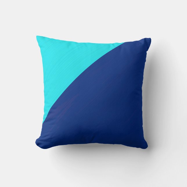 Plain aqua (cyan) and dark blue background cushion (Front)
