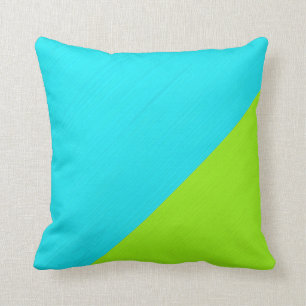 Plain aqua (cyan) and lime background cushion