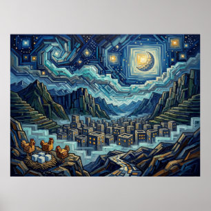 Plain Awful Starry Night Comic Book Landscape Poster