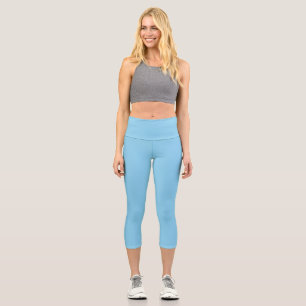Plain Baby Blue Capri Leggings
