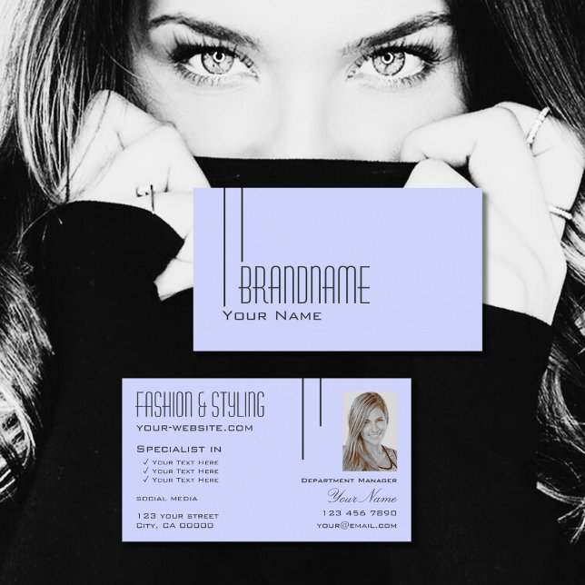 Plain Baby Blue with Photo Professional and Simple Business Card (Creator Uploaded)