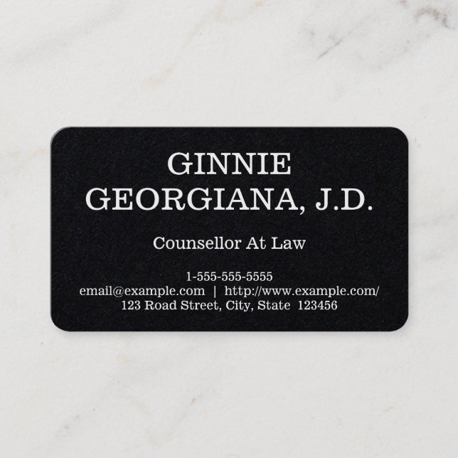 Plain & Basic Counsellor At Law Business Card (Front)