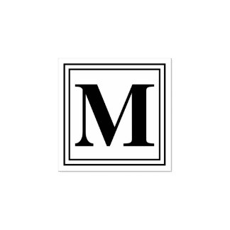 Plain Basic Monogram Initial Rubber Stamp