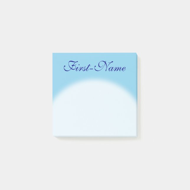 Plain, Basic, Sky Blue Background + Blue Name Post-it Notes (Front)