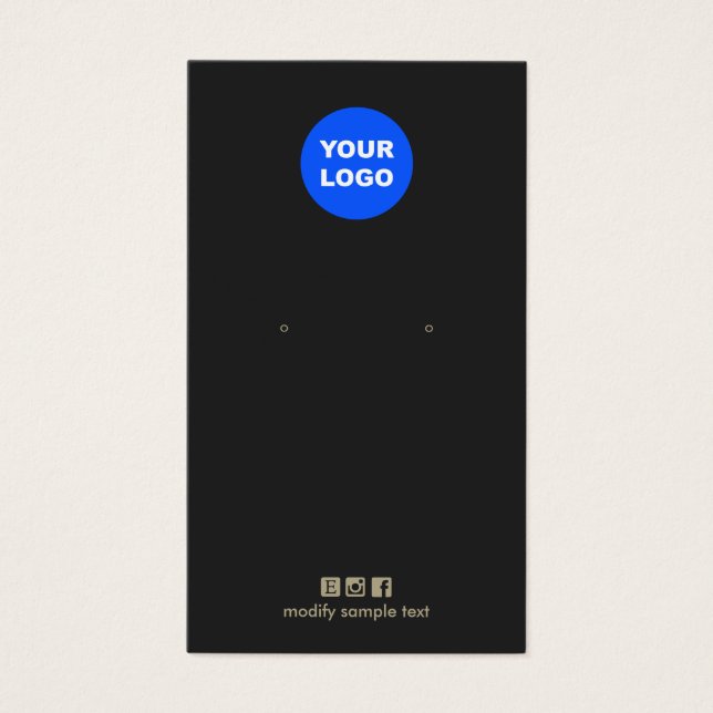 Plain Black Add Your Logo Earring Display Card (Front)