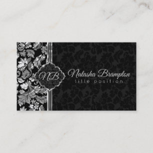Plain Black And Silver Damasks Business Card