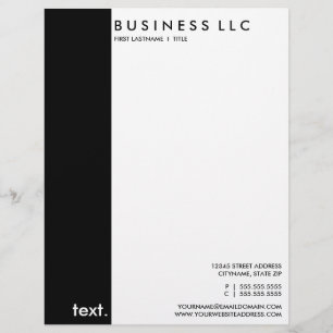 plain black and white personalised letterhead