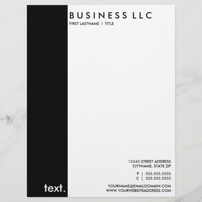 plain black and white personalised letterhead (Front)