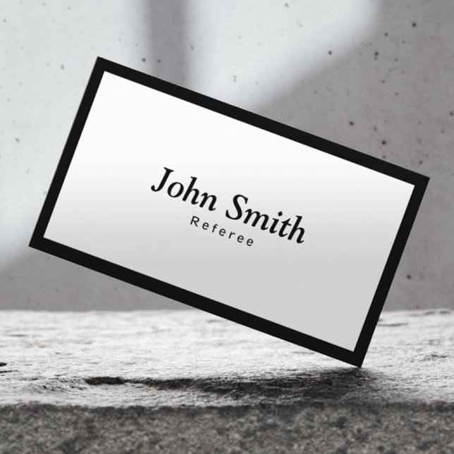 Plain Black Border Referee Business Card (Creator Uploaded)