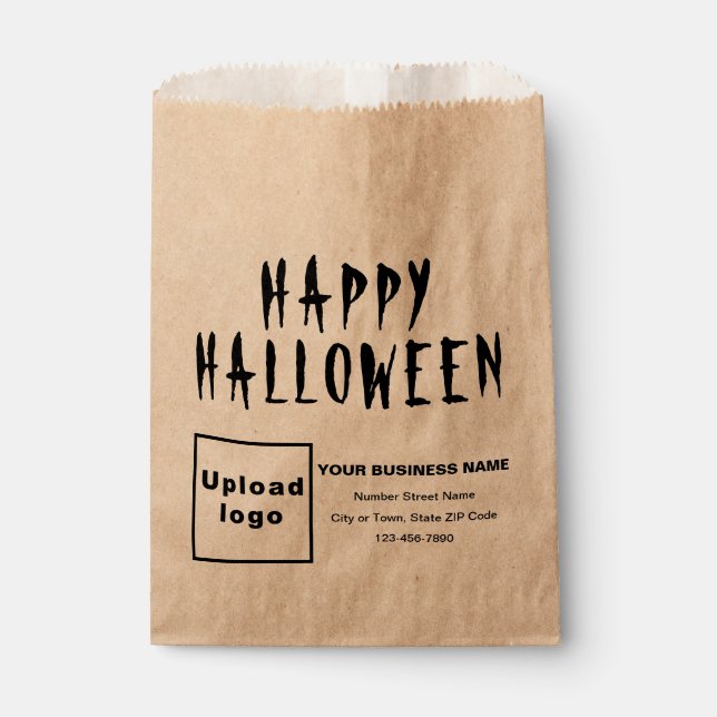 Plain Black Colour Texts Halloween Business Brown Favour Bag (Front)